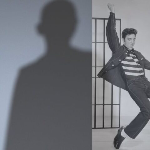 Elvis Presley Performing JailHouse Rock, in front of shadow