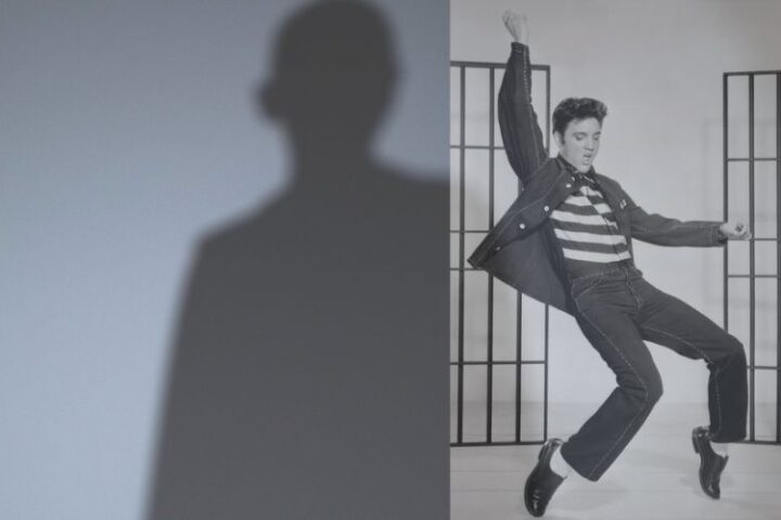 Elvis Presley Performing JailHouse Rock, in front of shadow