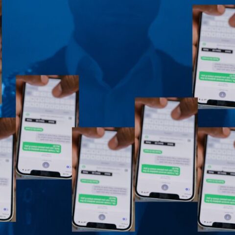 8 phone screens showing text messages