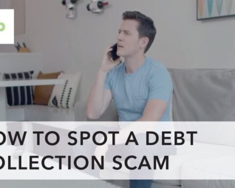How to spot a Debt Collection Scam, Man on telephone in background