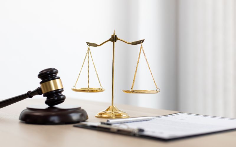 Scales of justice and gavel
