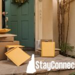 packages on a doorstep with stayconnectednh logo